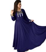 Navy-blue plain rayon kurtas-and-kurtis