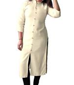 Off-white plain rayon kurtas-and-kurtis