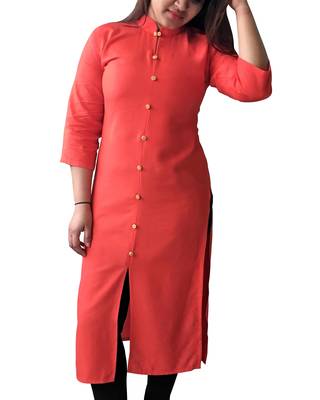 Coral plain rayon kurtas-and-kurtis 1