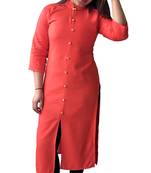 Coral plain rayon kurtas-and-kurtis
