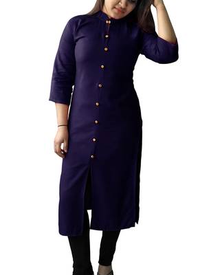 Navy-blue plain rayon kurtas-and-kurtis 1