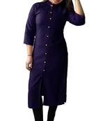 Navy-blue plain rayon kurtas-and-kurtis
