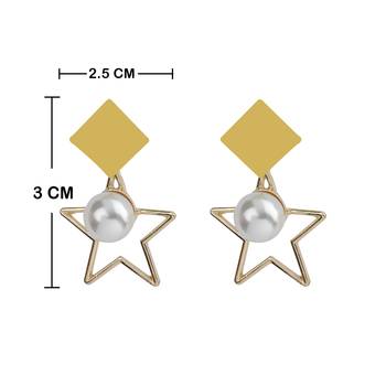 Unique Gold With Pearl Hanging Star Dangles Drop Earring For Girls And Women 3