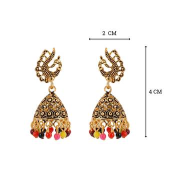 Lovely Multicolor Peacock Jhumki Earrings 3