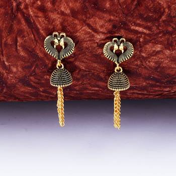 Beautiful Peacock Heart Shape Tassel Dangler Earrings for Women 1