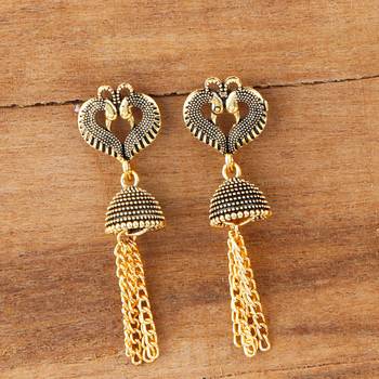 Beautiful Peacock Heart Shape Tassel Dangler Earrings for Women 2