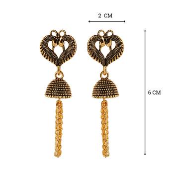 Beautiful Peacock Heart Shape Tassel Dangler Earrings for Women 3