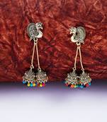 Attractive Golden Peacock Tassel Jhumki Earrings for Women