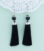 Graceful Black Long Thread Tassel Earrings for Women