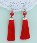 Stunning Red Long Thread Tassel Earrings for Women