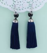 Facinating Blue Long Thread Tassel Earrings for Women