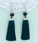 Shimmering Green Long Thread Tassel Earrings for Women