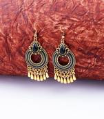 Facinating Golden Designer Black Enamel Round Chandbali Earrings for Women