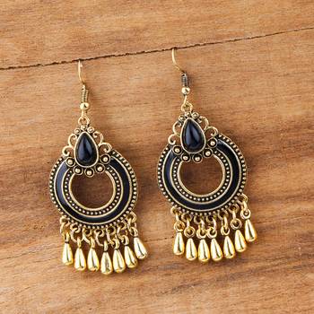 Facinating Golden Designer Black Enamel Round Chandbali Earrings for Women 2