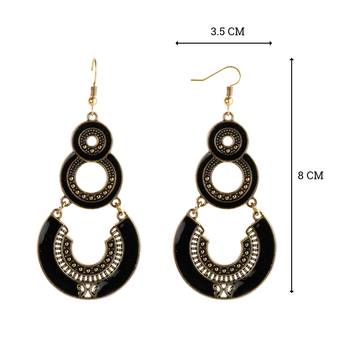 Golden Black Enamel Work Double Dangler Chandbali Earrings for Women 3