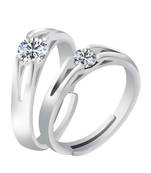 Adjustable Couple Rings Set for lovers Silver Plated Solitaire for Men and Women-2 pieces