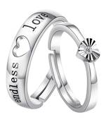 Adjustable Couple Rings Set for lovers Silver Plated Solitaire for Men and Women-2 pieces