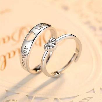 Adjustable Couple Rings Set for lovers Silver Plated Solitaire for Men and Women-2 pieces 3