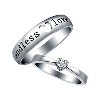 Adjustable Couple Rings Set for lovers Silver Plated Solitaire for Men and Women-2 pieces 1