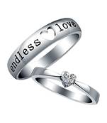 Adjustable Couple Rings Set for lovers Silver Plated Solitaire for Men and Women-2 pieces