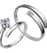 Adjustable Couple Rings Set for lovers Silver Plated Solitaire for Men and Women-2 pieces
