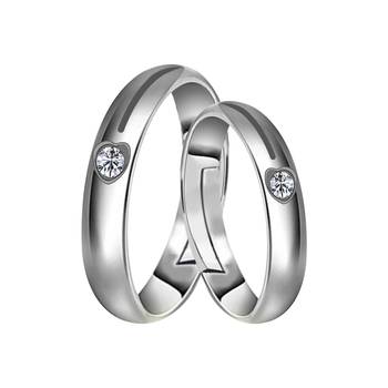 Adjustable Couple Rings Set for lovers Silver Plated Solitaire for Men and Women-2 pieces 1