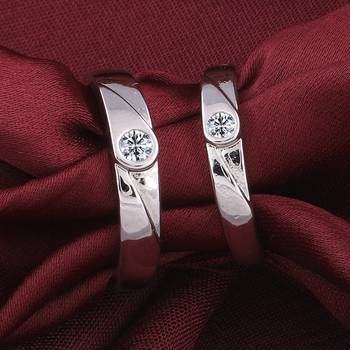 Adjustable Couple Rings Set for lovers Silver Plated Solitaire for Men and Women-2 pieces 2