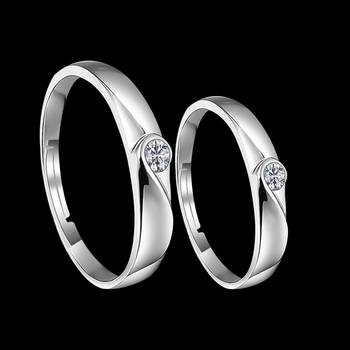 Adjustable Couple Rings Set for lovers Silver Plated Solitaire for Men and Women-2 pieces 3
