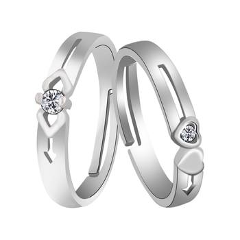 Adjustable Couple Rings Set for lovers Silver Plated Solitaire for Men and Women-2 pieces 1