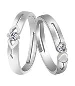 Adjustable Couple Rings Set for lovers Silver Plated Solitaire for Men and Women-2 pieces
