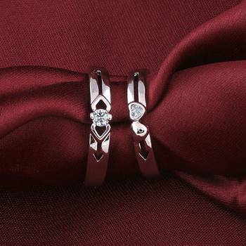Adjustable Couple Rings Set for lovers Silver Plated Solitaire for Men and Women-2 pieces 2