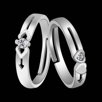 Adjustable Couple Rings Set for lovers Silver Plated Solitaire for Men and Women-2 pieces 3