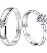 Adjustable Couple Rings Set for lovers Silver Plated Solitaire for Men and Women-2 pieces