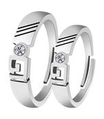 Adjustable Couple Rings Set for lovers Silver Plated Solitaire for Men and Women-2 pieces
