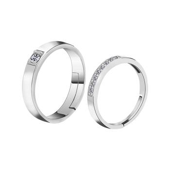 Adjustable Couple Rings Set for lovers Silver Plated Solitaire for Men and Women-2 pieces 1