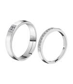 Adjustable Couple Rings Set for lovers Silver Plated Solitaire for Men and Women-2 pieces