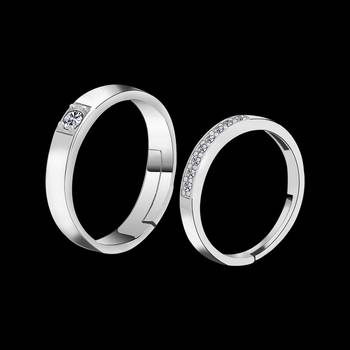 Adjustable Couple Rings Set for lovers Silver Plated Solitaire for Men and Women-2 pieces 3