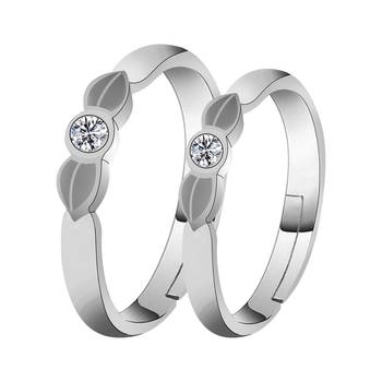 Adjustable Couple Rings Set for lovers Silver Plated Solitaire for Men and Women-2 pieces 1