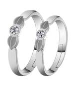 Adjustable Couple Rings Set for lovers Silver Plated Solitaire for Men and Women-2 pieces