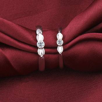 Adjustable Couple Rings Set for lovers Silver Plated Solitaire for Men and Women-2 pieces 2