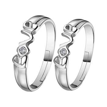 Adjustable Couple Rings Set for lovers Silver Plated Solitaire for Men and Women-2 pieces 1