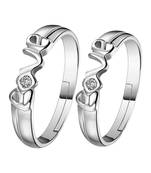 Adjustable Couple Rings Set for lovers Silver Plated Solitaire for Men and Women-2 pieces