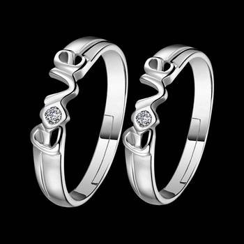 Adjustable Couple Rings Set for lovers Silver Plated Solitaire for Men and Women-2 pieces 3