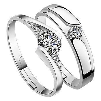 Adjustable Couple Rings Set for lovers Silver Plated Solitaire for Men and Women-2 pieces 1