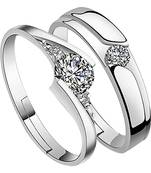 Adjustable Couple Rings Set for lovers Silver Plated Solitaire for Men and Women-2 pieces