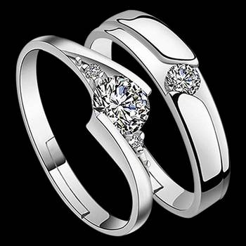 Adjustable Couple Rings Set for lovers Silver Plated Solitaire for Men and Women-2 pieces 3