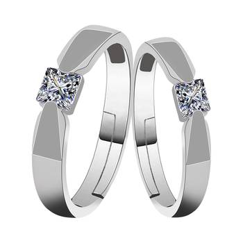 Adjustable Couple Rings Set for lovers Silver Plated Solitaire for Men and Women-2 pieces 1
