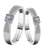 Adjustable Couple Rings Set for lovers Silver Plated Solitaire for Men and Women-2 pieces