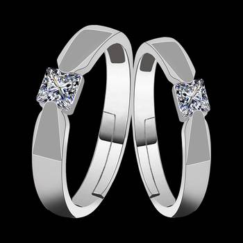 Adjustable Couple Rings Set for lovers Silver Plated Solitaire for Men and Women-2 pieces 3