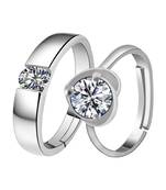 Adjustable Couple Rings Set for lovers Silver Plated Solitaire for Men and Women-2 pieces